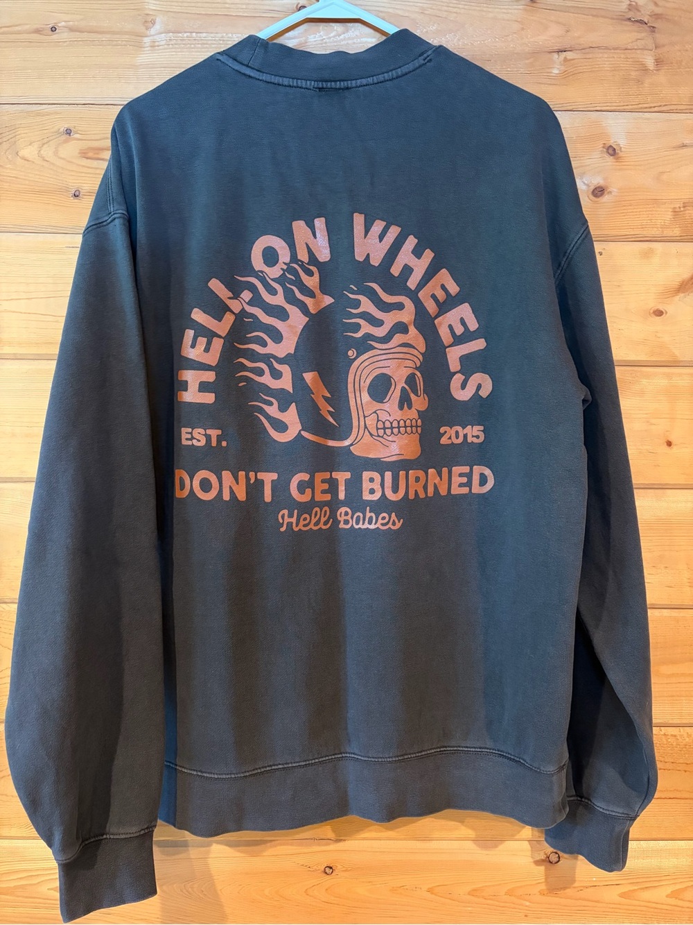 Hell Babes Crewneck Sweatshirt - Charcoal with Orange Logo - Picture 2 of 3